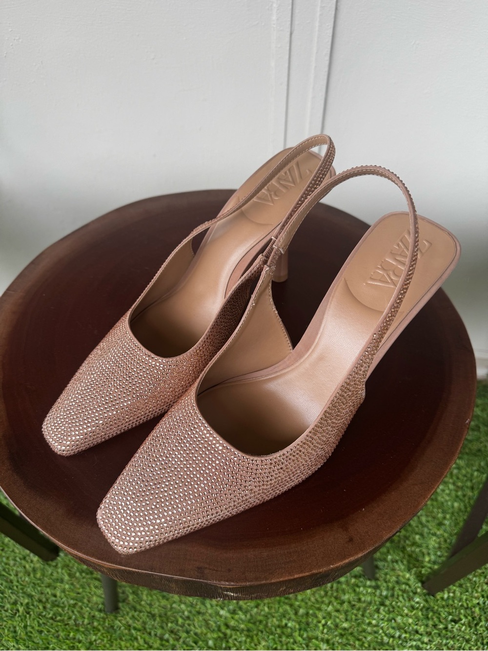 Zara Rose Gold Crystal Slingback Heels - Picture 6 of 6